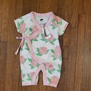 Monica + Andy Organic Floral Pink and Green Kids One Piece